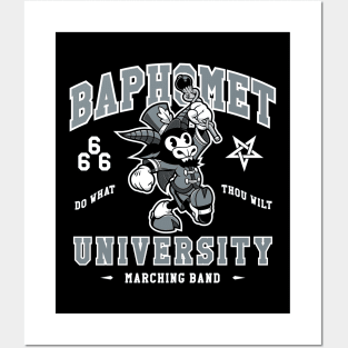 Baphomet University - Vintage Cartoon Devil - Satanic Marching Band Posters and Art